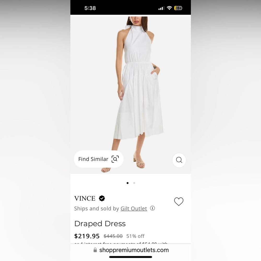 VINCE *NEVER WORN* white halter dress midi with pockets!!